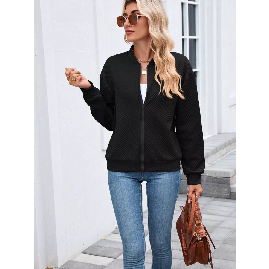 Textured Zip Up Jacket Apparel and Accessories