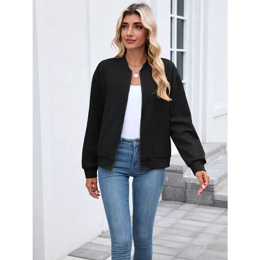 Textured Zip Up Jacket Apparel and Accessories