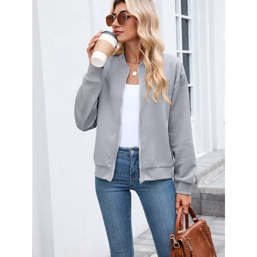 Textured Zip Up Jacket Apparel and Accessories