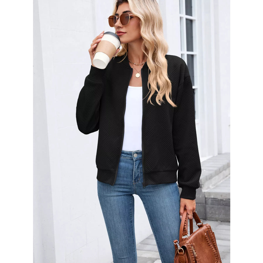 Textured Zip Up Jacket Apparel and Accessories
