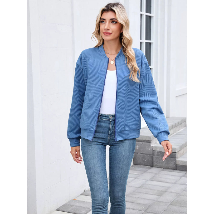 Textured Zip Up Jacket Apparel and Accessories