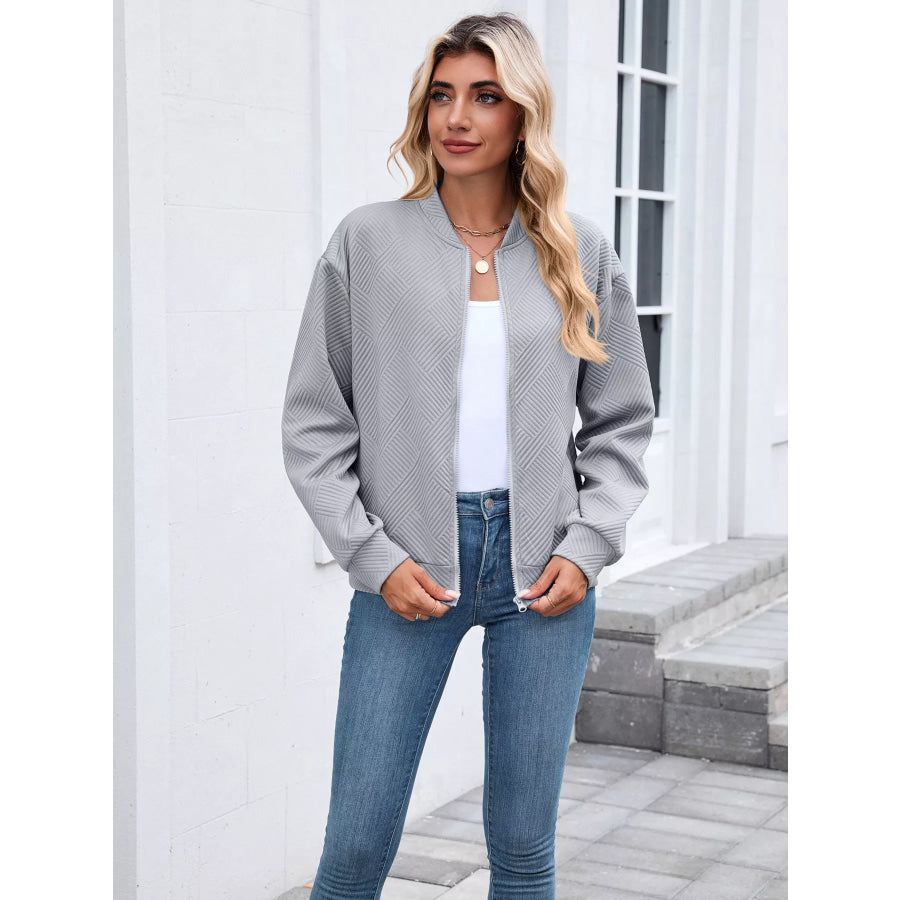 Textured Zip Up Jacket Apparel and Accessories