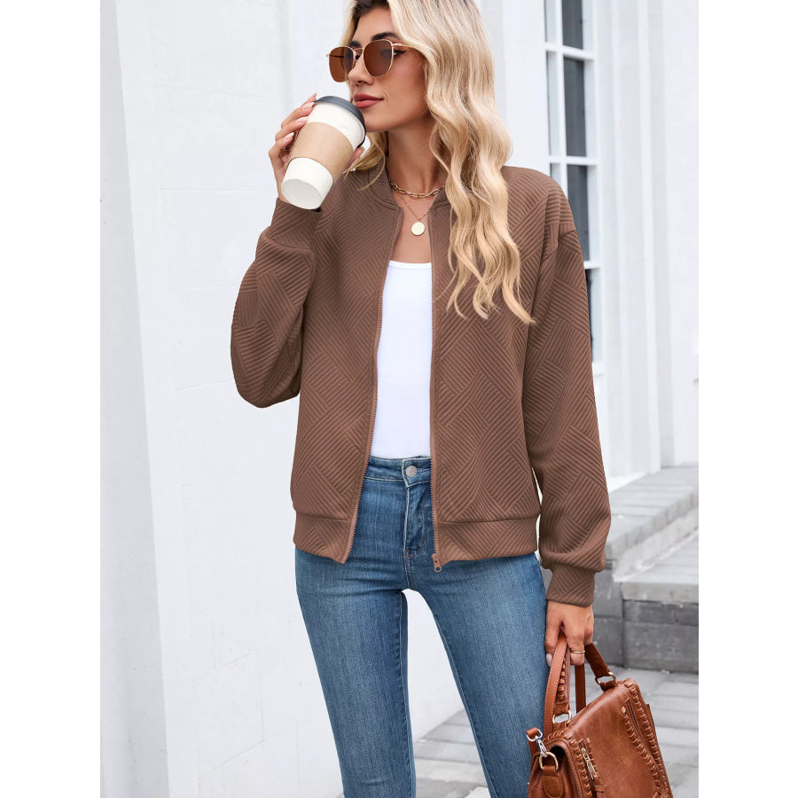 Textured Zip Up Jacket Apparel and Accessories