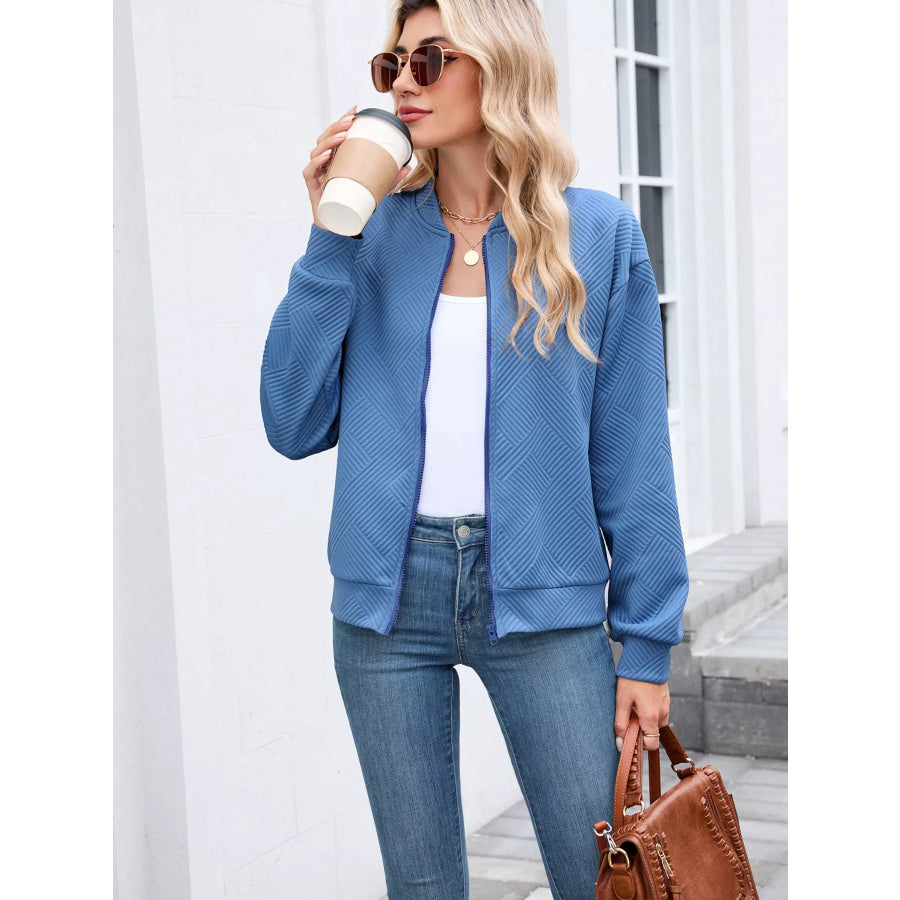 Textured Zip Up Jacket Apparel and Accessories