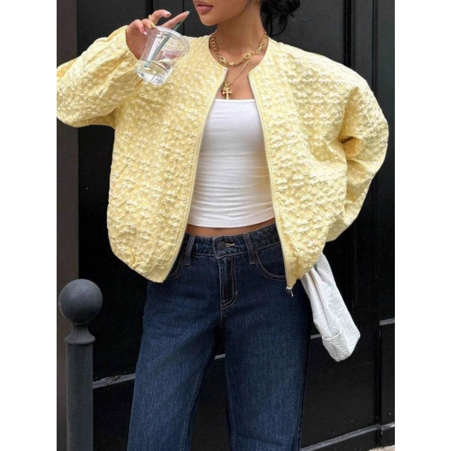 Textured Zip Up Jacket Apparel and Accessories