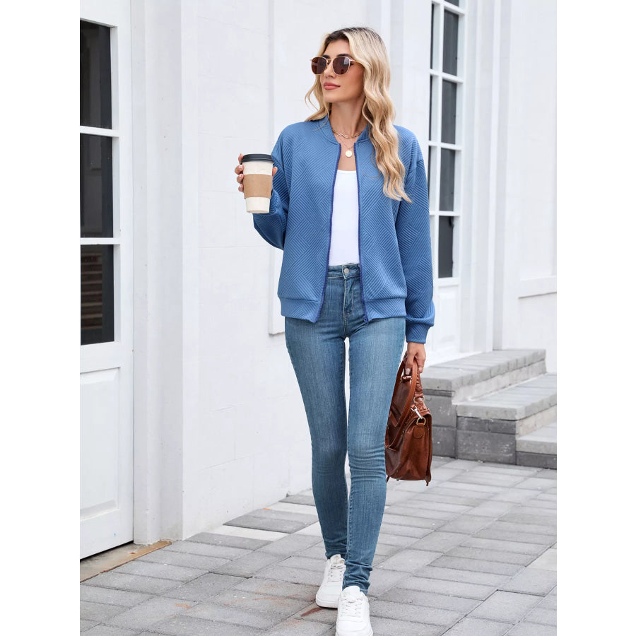 Textured Zip Up Jacket Apparel and Accessories