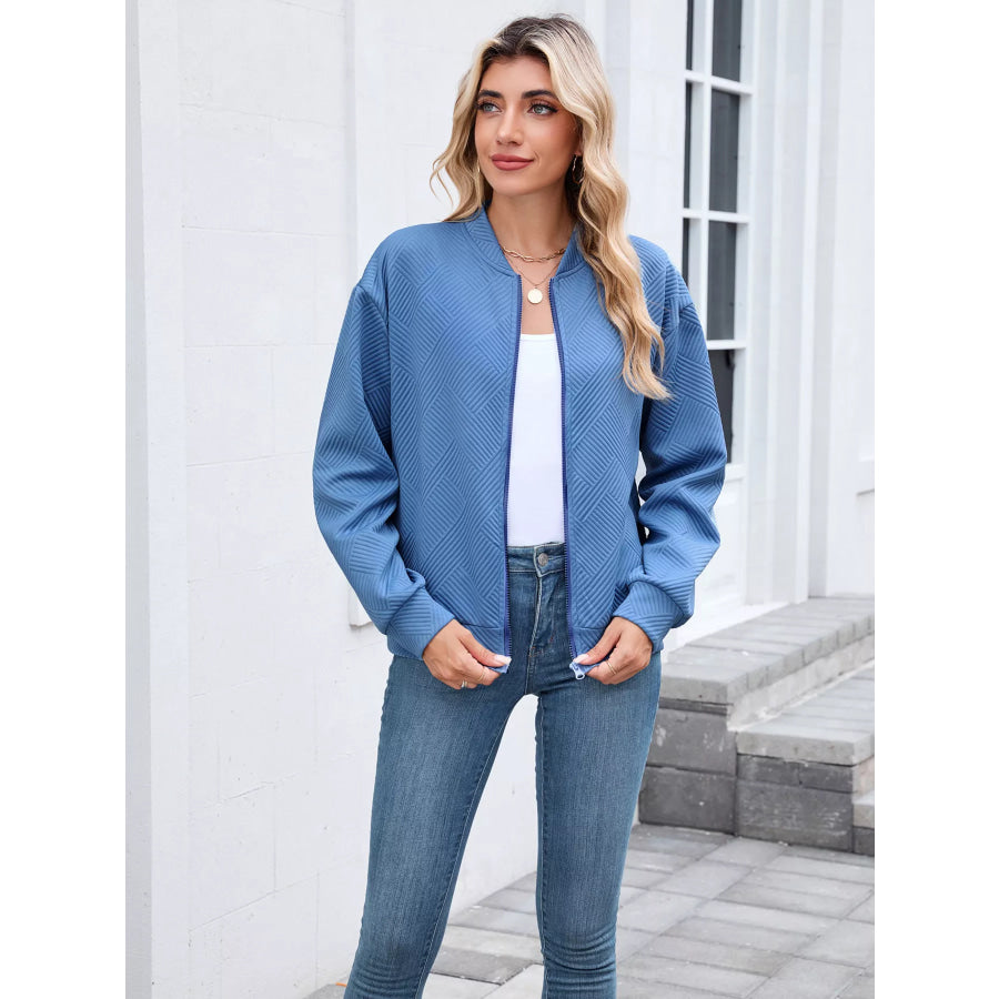 Textured Zip Up Jacket Apparel and Accessories