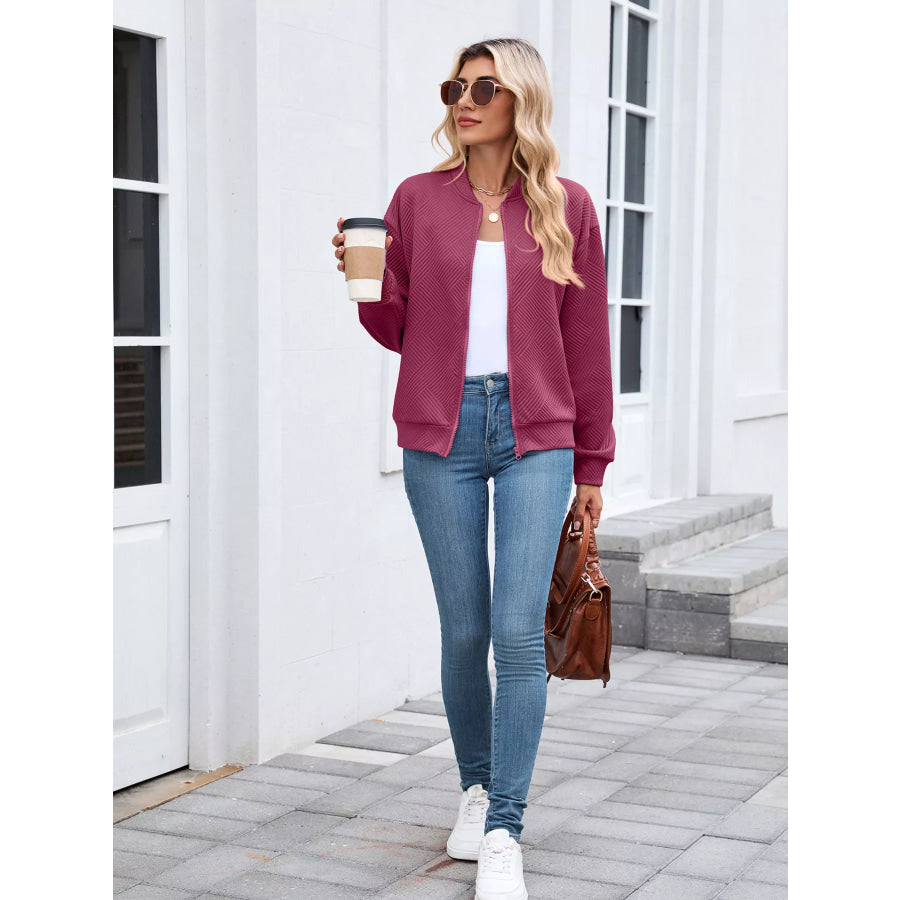 Textured Zip Up Jacket Apparel and Accessories