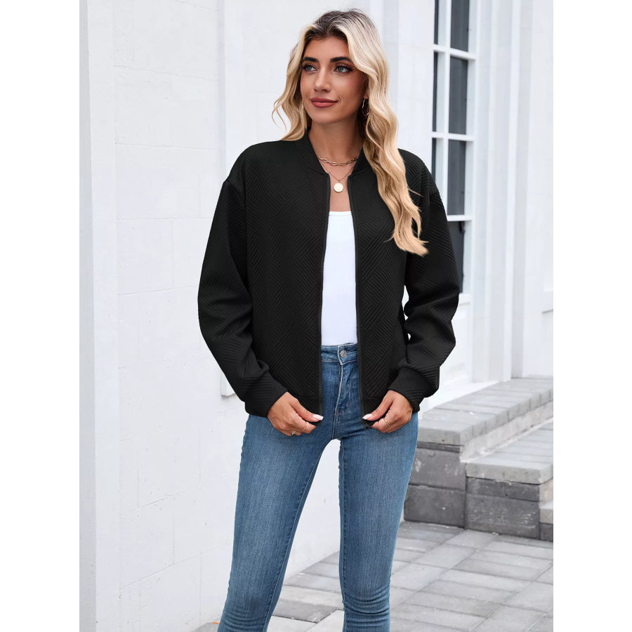 Textured Zip Up Jacket Apparel and Accessories