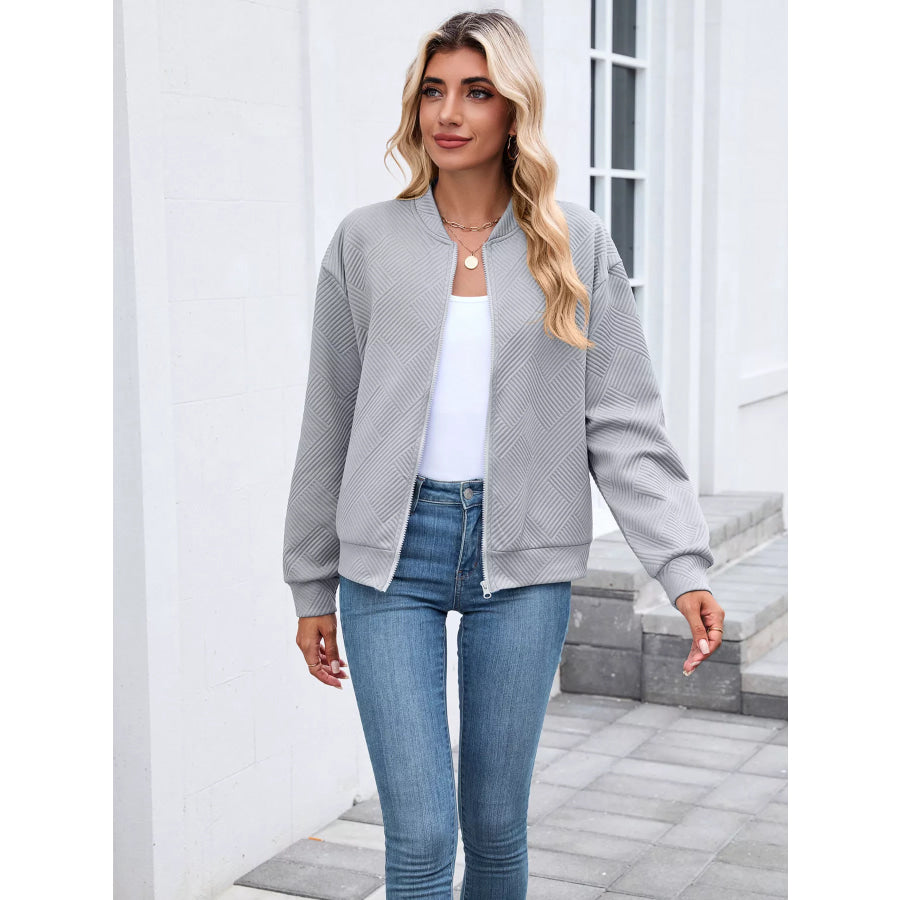 Textured Zip Up Jacket Apparel and Accessories