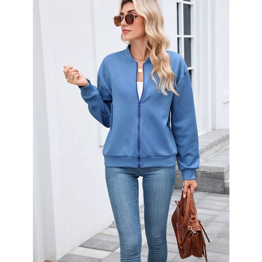 Textured Zip Up Jacket Apparel and Accessories
