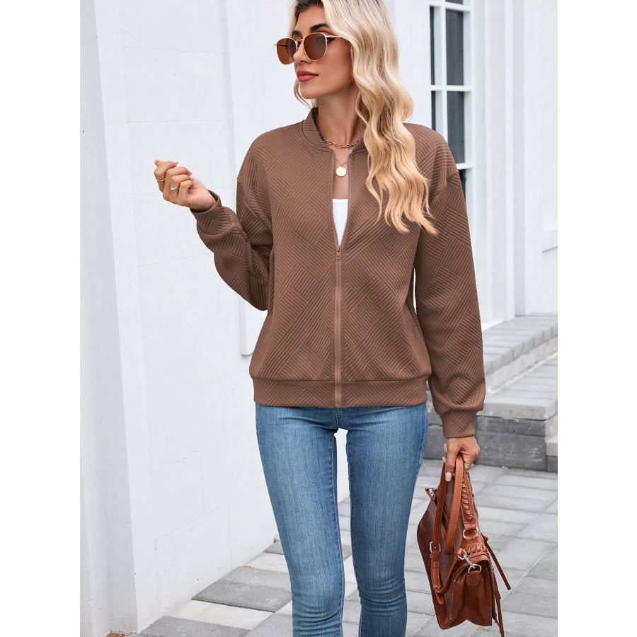 Textured Zip Up Jacket Apparel and Accessories