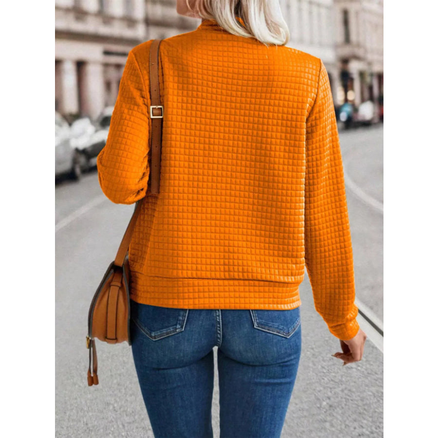 Textured Zip-Up Long Sleeve Jacket Apparel and Accessories