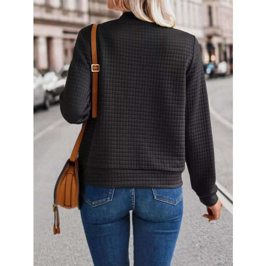 Textured Zip-Up Long Sleeve Jacket Apparel and Accessories
