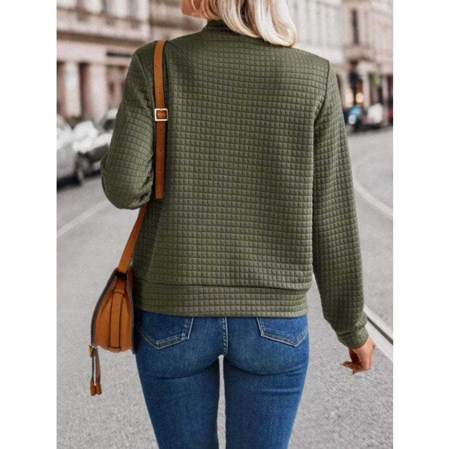Textured Zip-Up Long Sleeve Jacket Apparel and Accessories