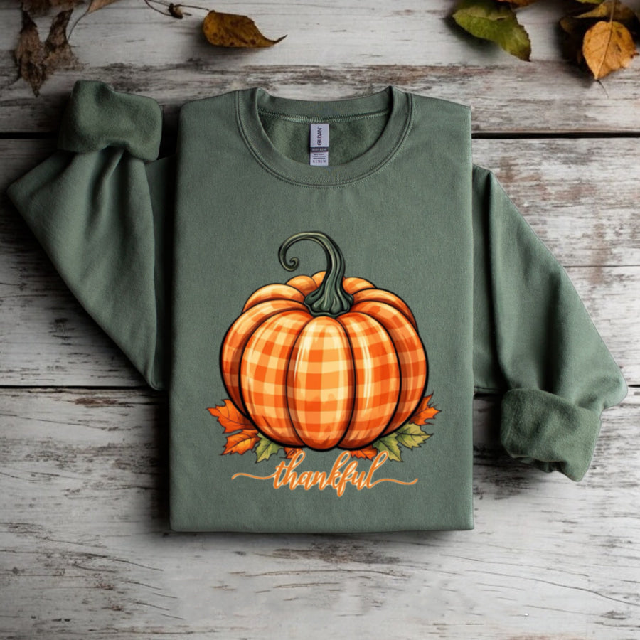 Thankful Graphic Sweatshirt S / Military Green Graphic Sweatshirt