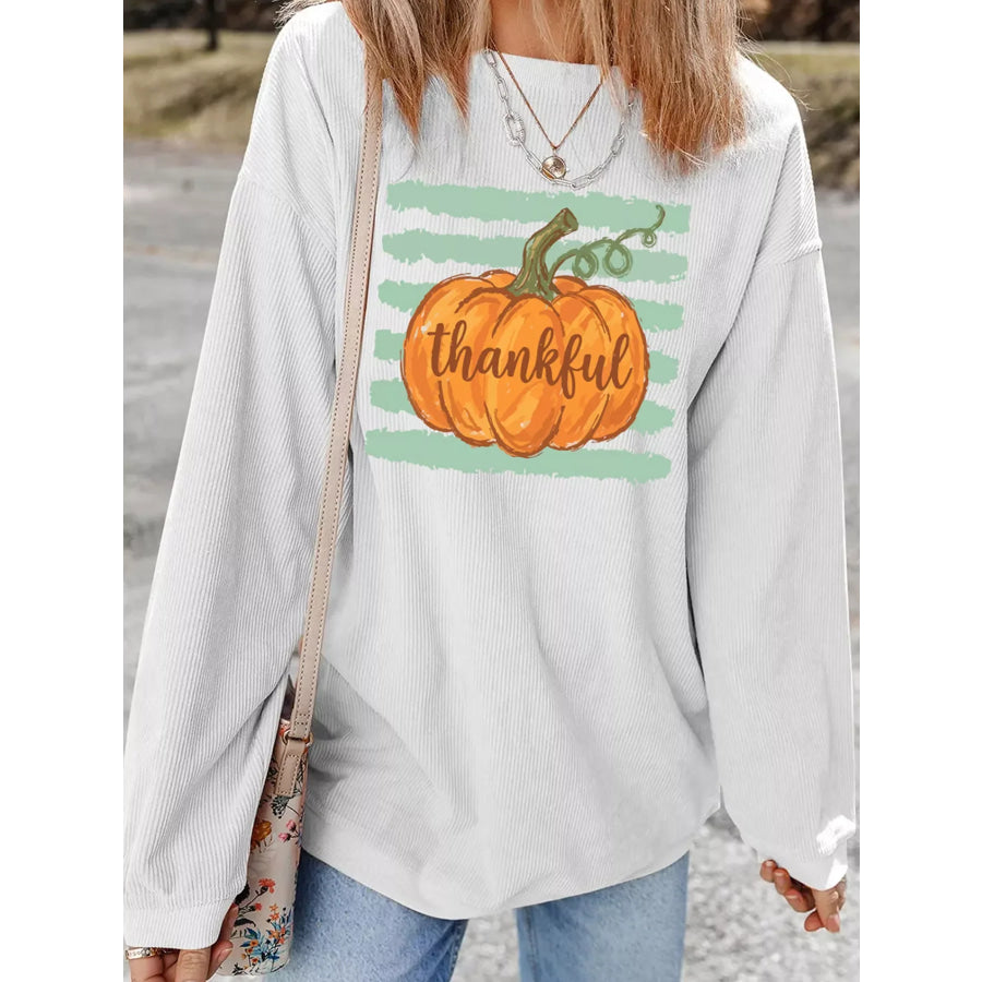 Thankful Pumpkin Ribbed Tunic Pullover Sweatshirt Apparel and Accessories