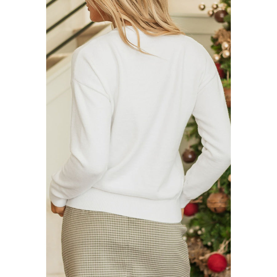 THANKFUL Round Neck Drop Shoulder Sweater Apparel and Accessories