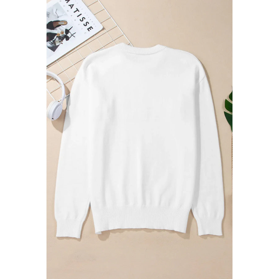 THANKFUL Round Neck Long Sleeve Knit Top Apparel and Accessories