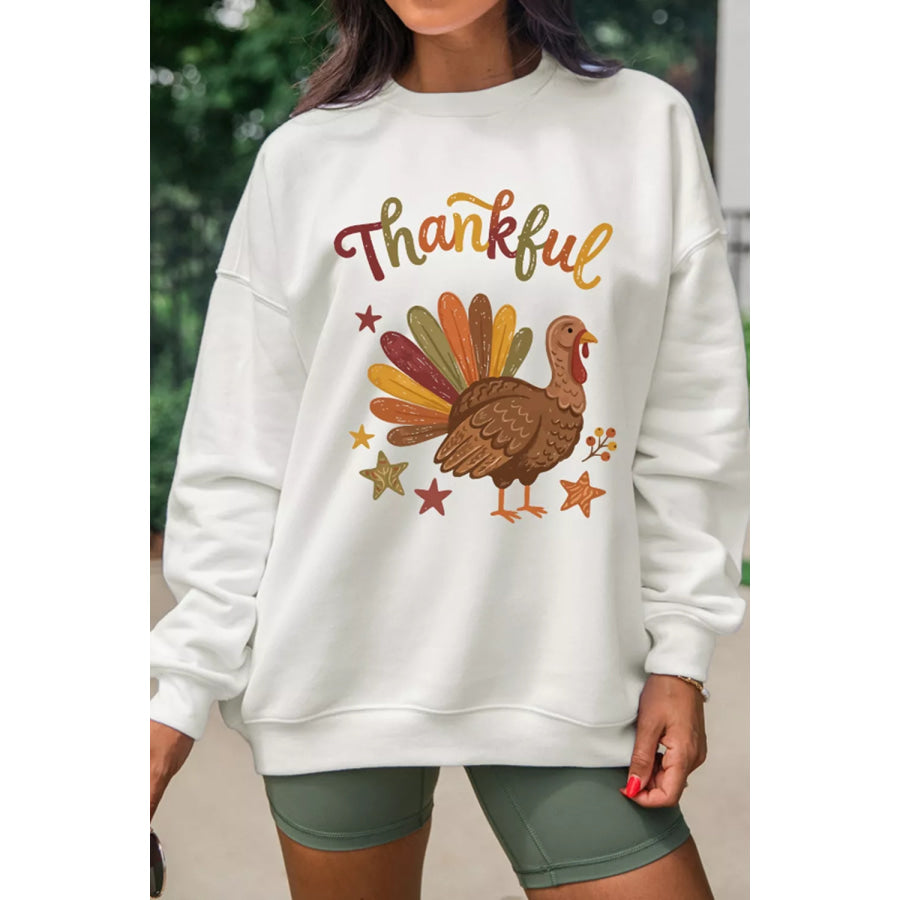 Thankful Turkey Graphic Crewneck Pullover Sweatshirt Apparel and Accessories
