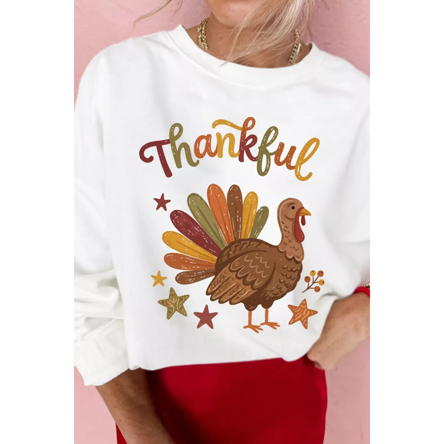 Thankful Turkey Graphic Crewneck Pullover Sweatshirt Apparel and Accessories