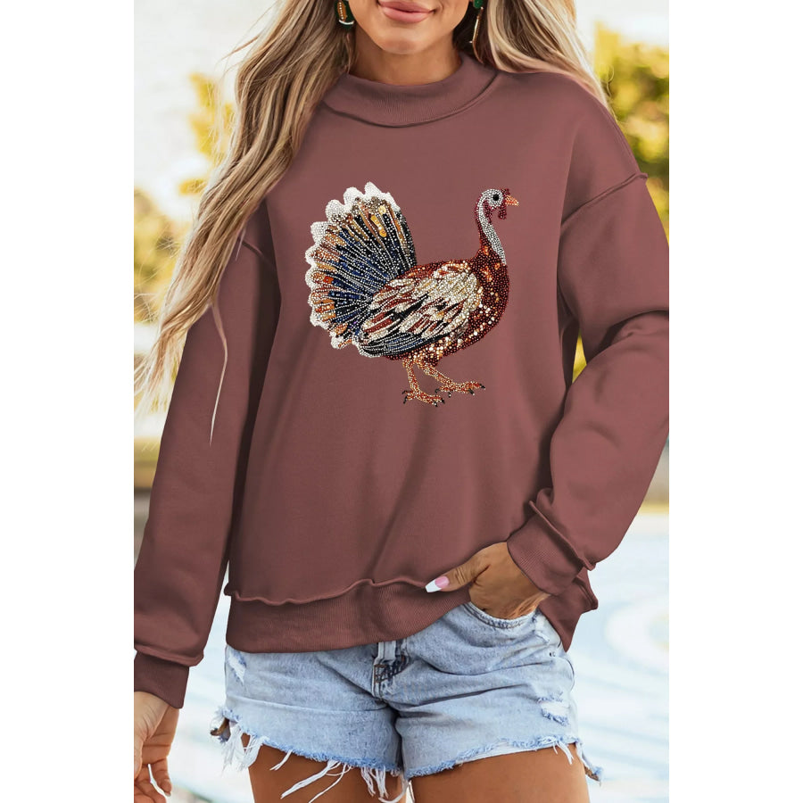 Thanksgiving Gobble Turkey High Neck Graphic Sweatshirt Apparel and Accessories