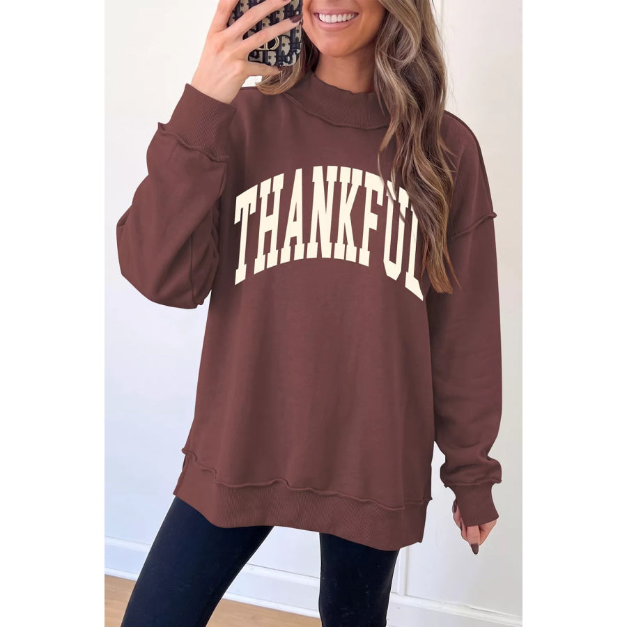 Thanksgiving High Neck Slogan Graphic Pullover Sweatshirt Apparel and Accessories