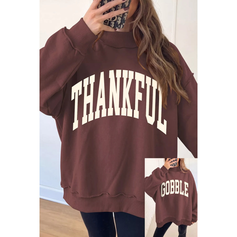 Thanksgiving High Neck Slogan Graphic Pullover Sweatshirt Apparel and Accessories