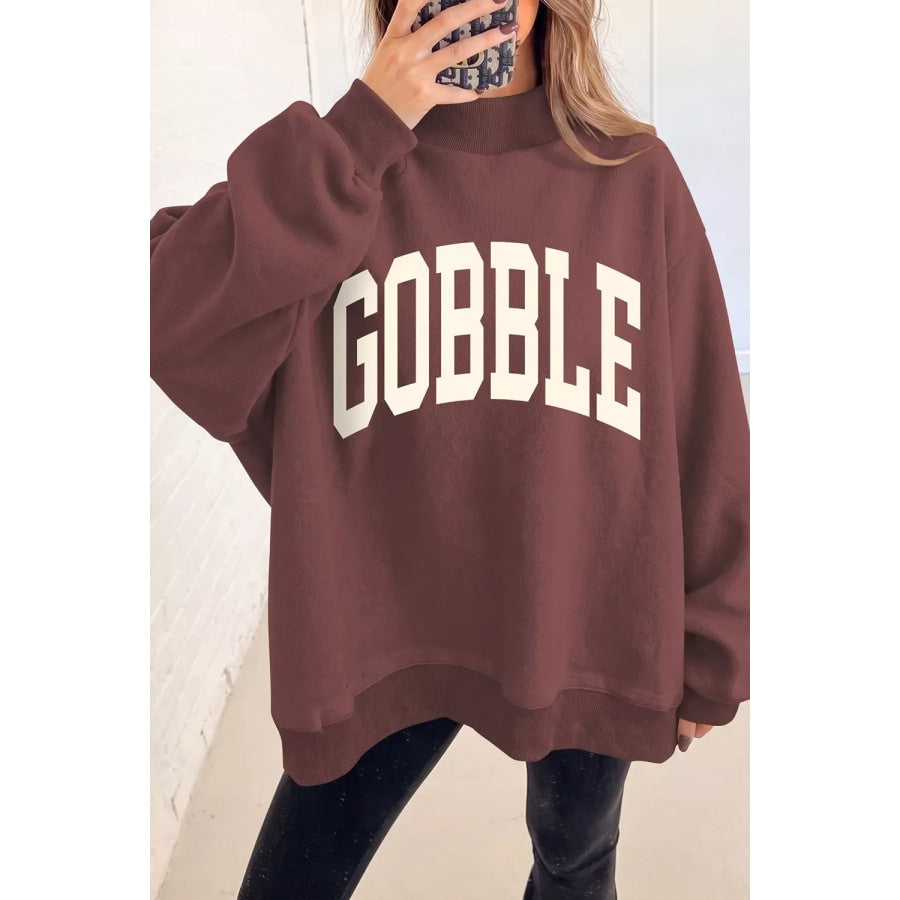 Thanksgiving High Neck Slogan Graphic Pullover Sweatshirt Apparel and Accessories