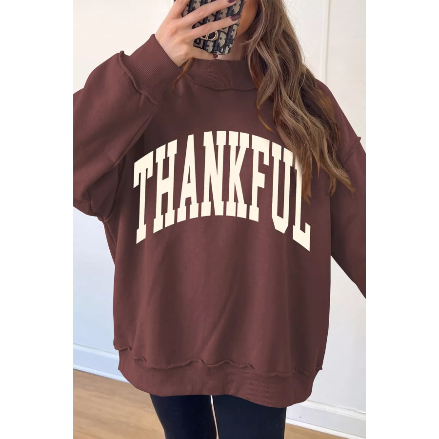 Thanksgiving High Neck Slogan Graphic Pullover Sweatshirt Apparel and Accessories
