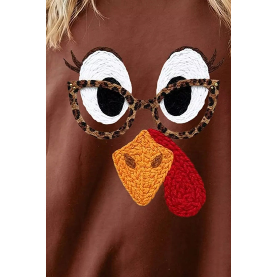 Thanksgiving Turkey Plaid Sleeve Pullover Sweatshirt Apparel and Accessories