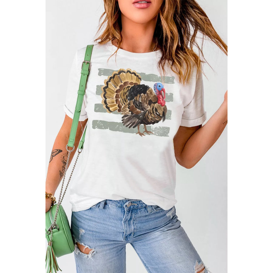 Thanksgiving Turkey Print Short Sleeve T-Shirt Apparel and Accessories
