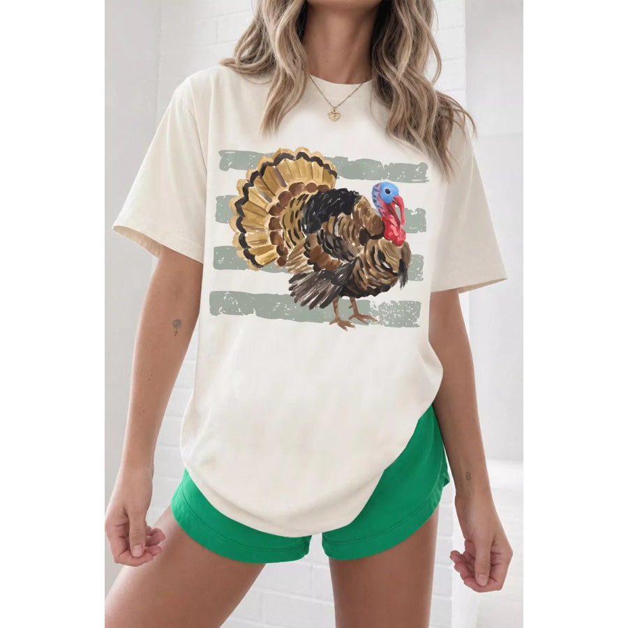 Thanksgiving Turkey Print Short Sleeve T-Shirt Apparel and Accessories