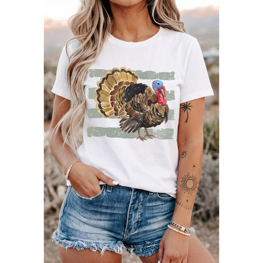 Thanksgiving Turkey Print Short Sleeve T-Shirt Apparel and Accessories