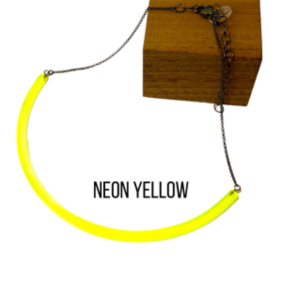 The Bar Necklace Neon Yellow Necklaces