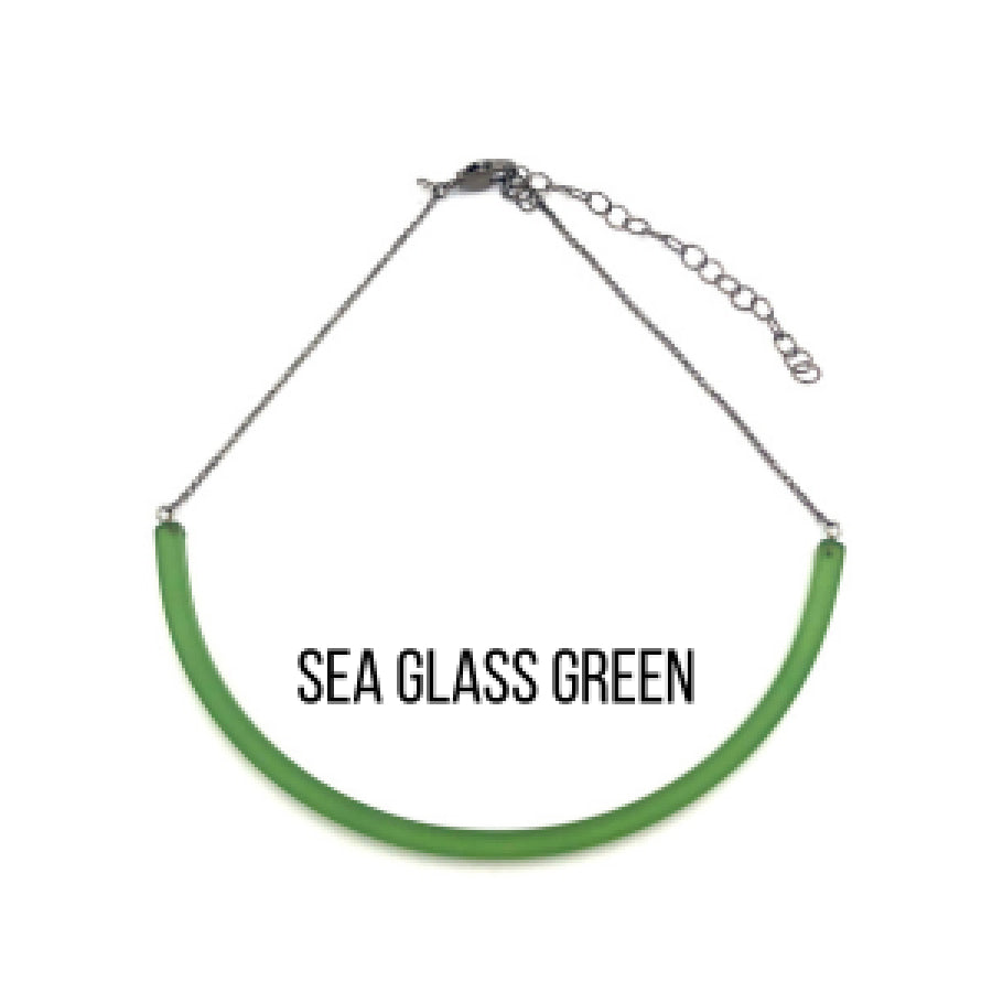 The Bar Necklace Sea Glass Green Necklaces