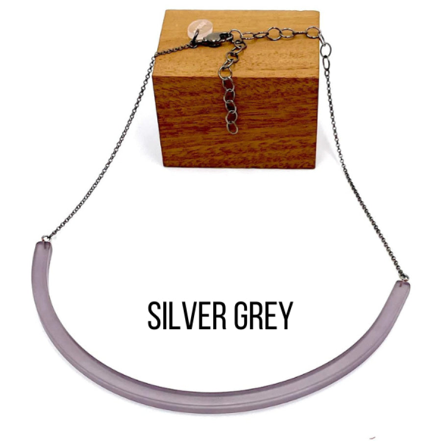 The Bar Necklace Silver Grey Necklaces