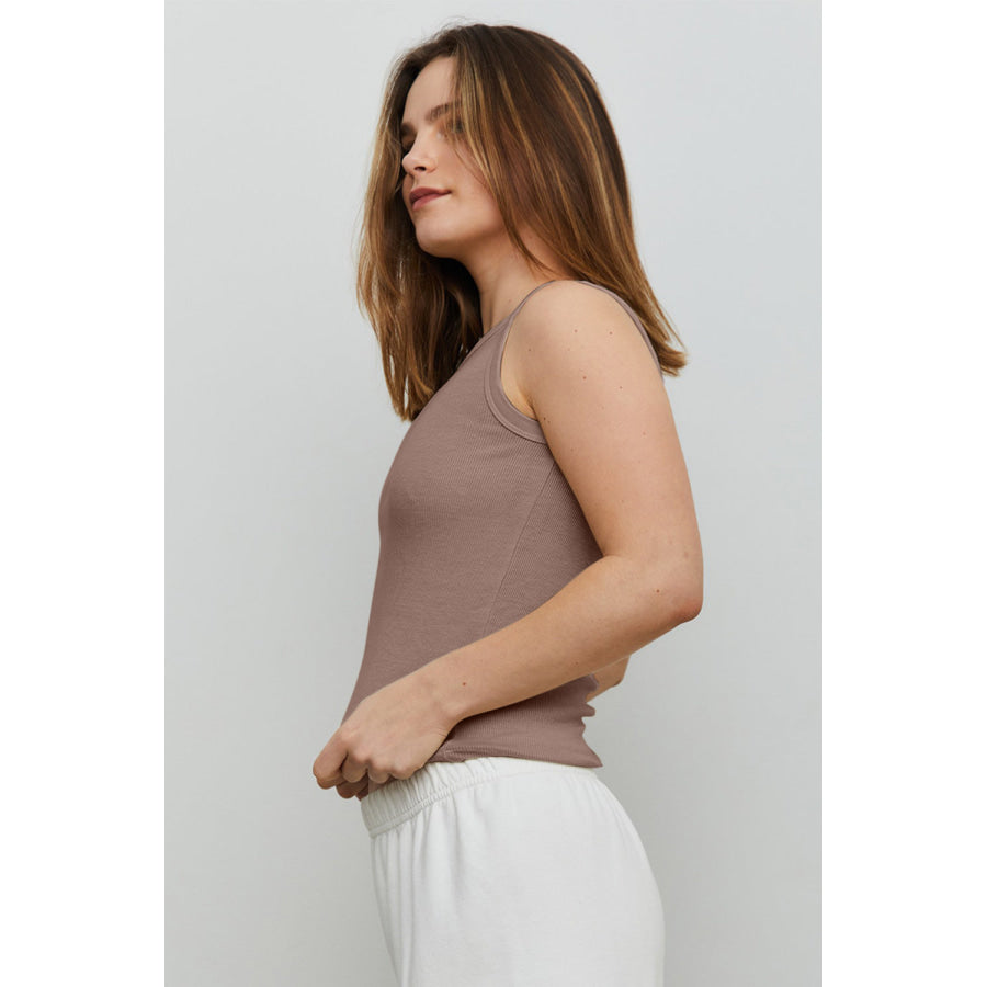 THE BLANK LAB Round Neck Ribbed Cropped Tank Apparel and Accessories