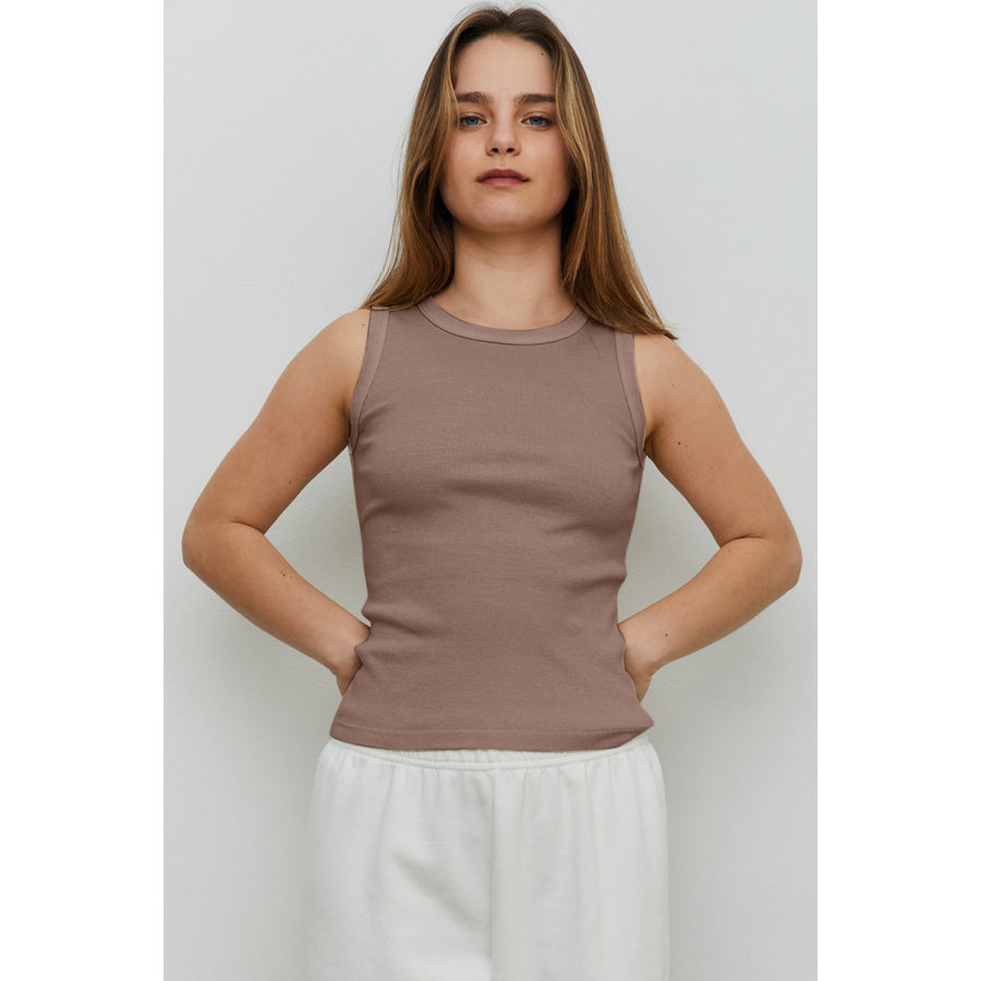 THE BLANK LAB Round Neck Ribbed Cropped Tank Apparel and Accessories