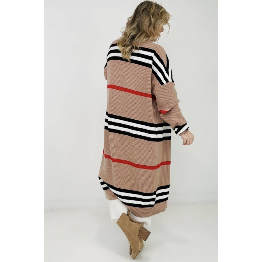 The Burbs Oversized Striped Knit Duster Cardigan Camel / S Cardigans