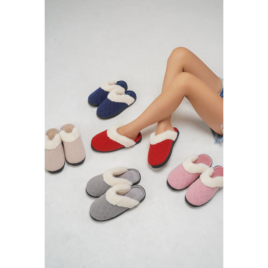 Thermal Faux Fur Round Toe Slippers Apparel and Accessories