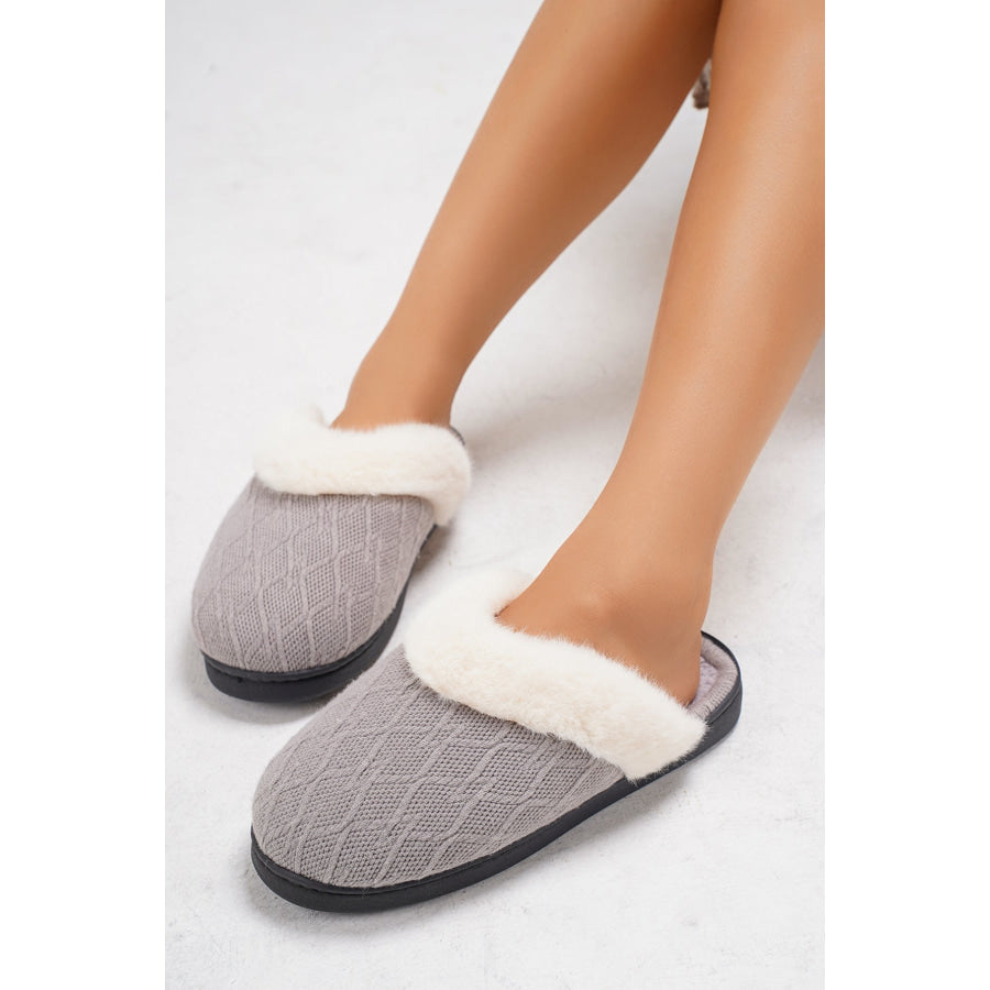 Thermal Faux Fur Round Toe Slippers Apparel and Accessories