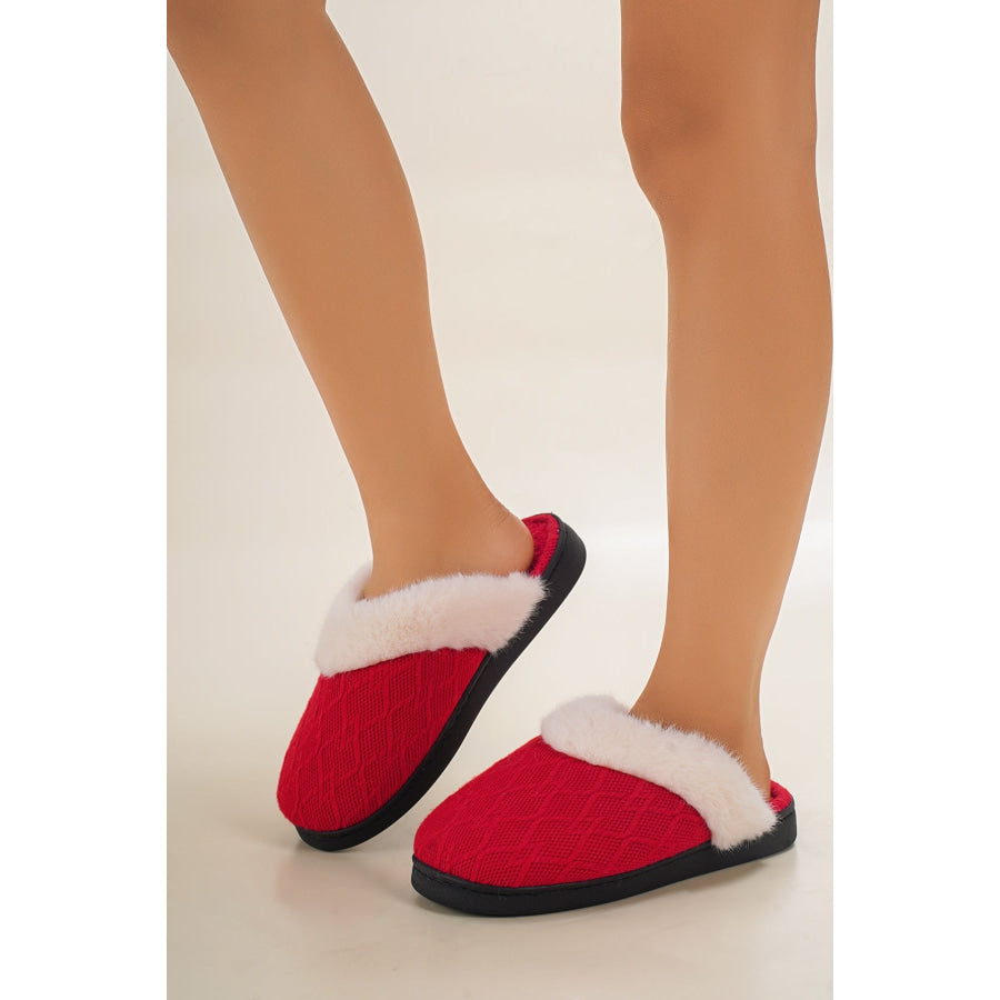 Thermal Faux Fur Round Toe Slippers Apparel and Accessories