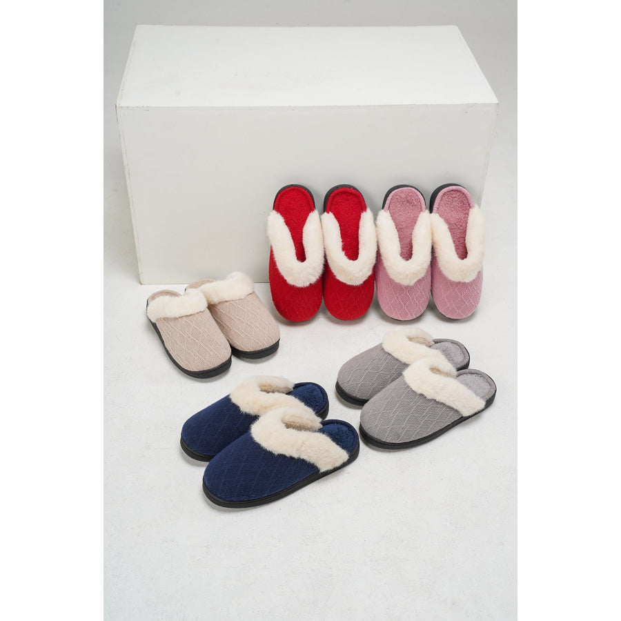 Thermal Faux Fur Round Toe Slippers Apparel and Accessories