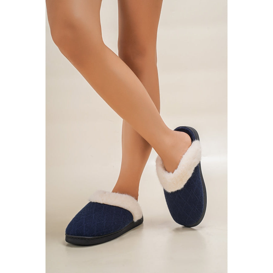 Thermal Faux Fur Round Toe Slippers Apparel and Accessories