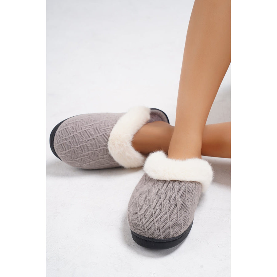 Thermal Faux Fur Round Toe Slippers Gray / 36-37(US5-6) Apparel and Accessories