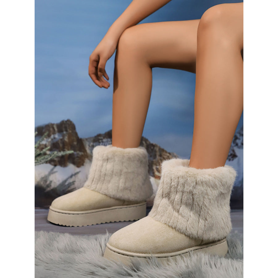 Thermal Faux Fur Suede Platform Boots Apparel and Accessories