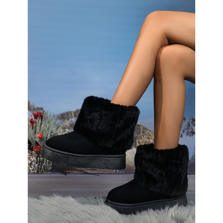 Thermal Faux Fur Suede Platform Boots Apparel and Accessories