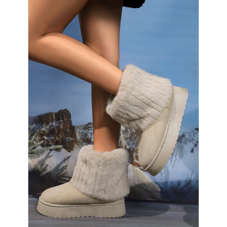 Thermal Faux Fur Suede Platform Boots Apparel and Accessories