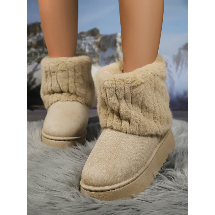 Thermal Faux Fur Suede Platform Boots Apparel and Accessories